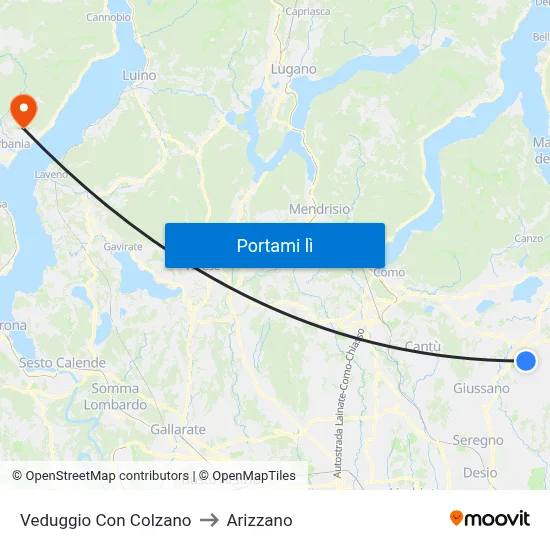 Veduggio Con Colzano to Arizzano map