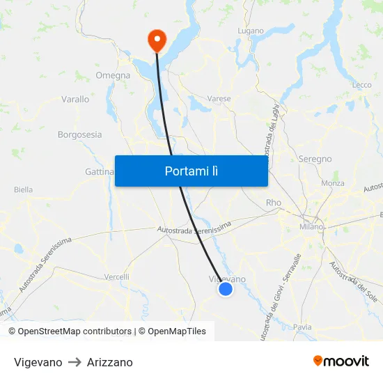 Vigevano to Arizzano map