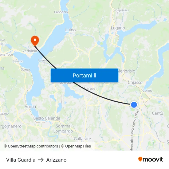 Villa Guardia to Arizzano map