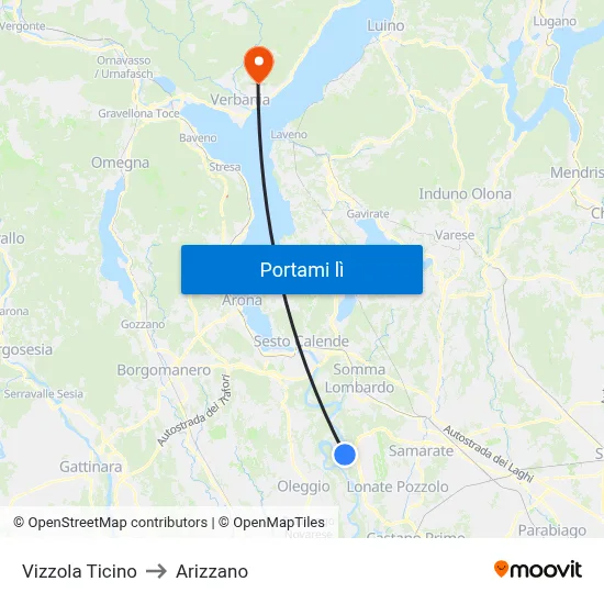 Vizzola Ticino to Arizzano map