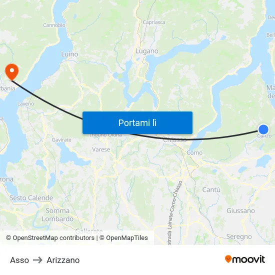 Asso to Arizzano map