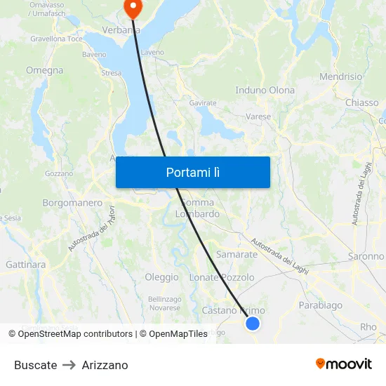 Buscate to Arizzano map