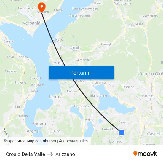 Crosio Della Valle to Arizzano map