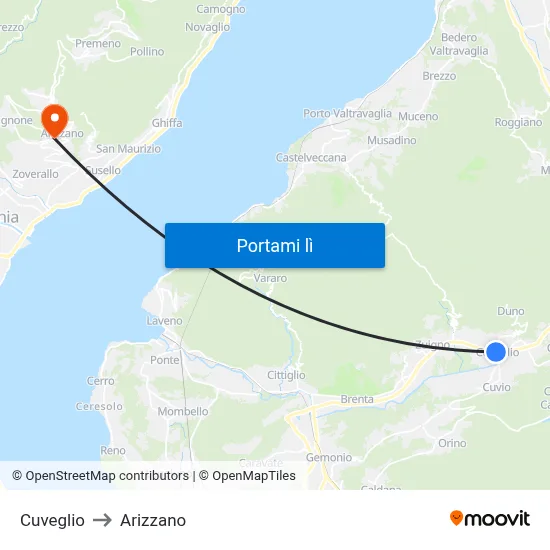 Cuveglio to Arizzano map