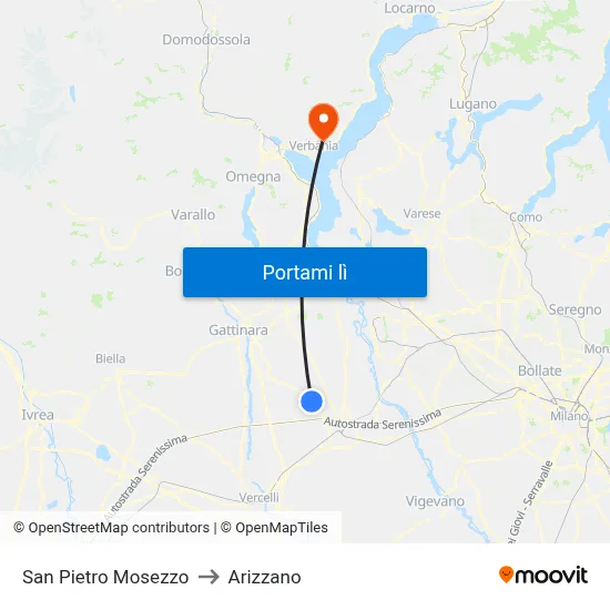 San Pietro Mosezzo to Arizzano map