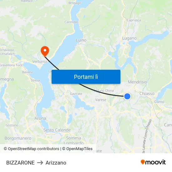 BIZZARONE to Arizzano map
