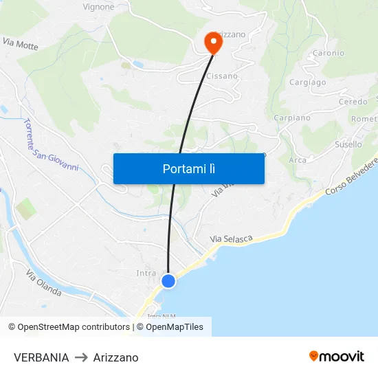 VERBANIA to Arizzano map