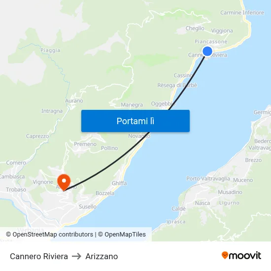 Cannero Riviera to Arizzano map