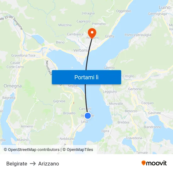 Belgirate to Arizzano map