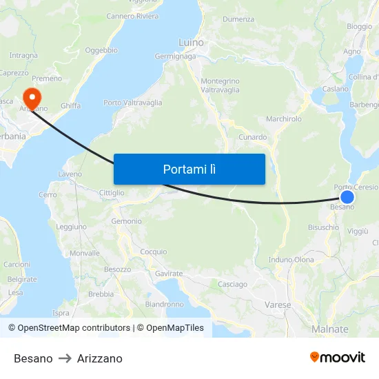 Besano to Arizzano map