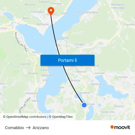 Comabbio to Arizzano map