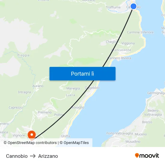 Cannobio to Arizzano map