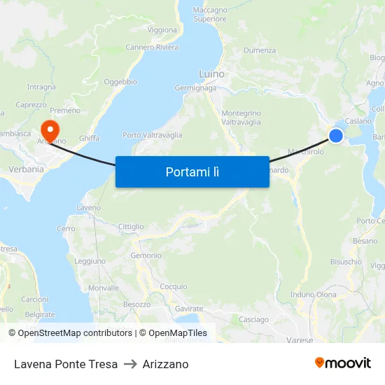 Lavena Ponte Tresa to Arizzano map