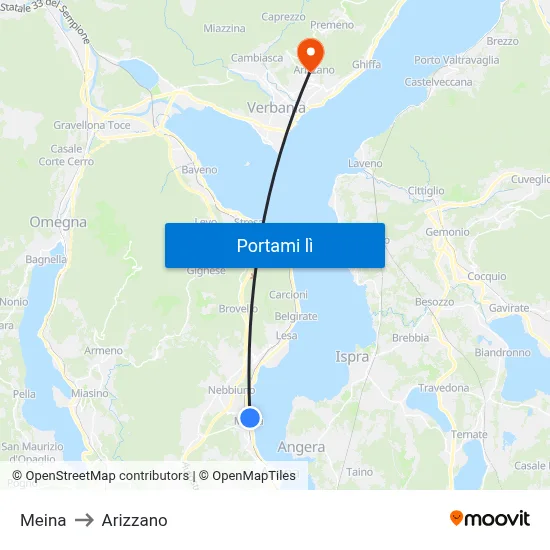 Meina to Arizzano map