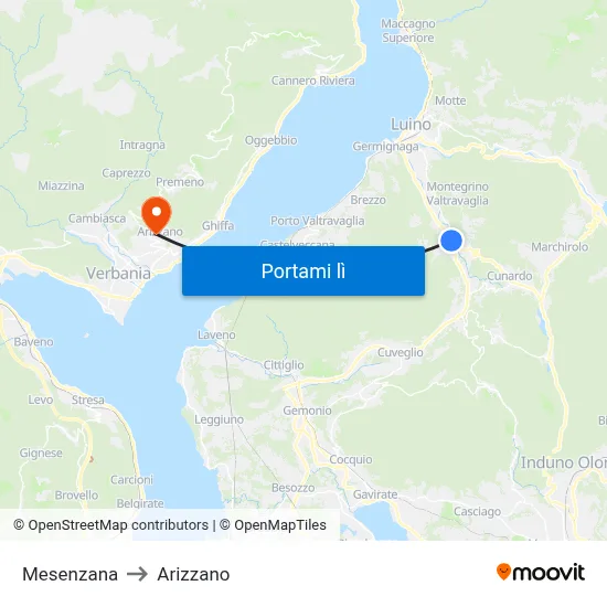 Mesenzana to Arizzano map