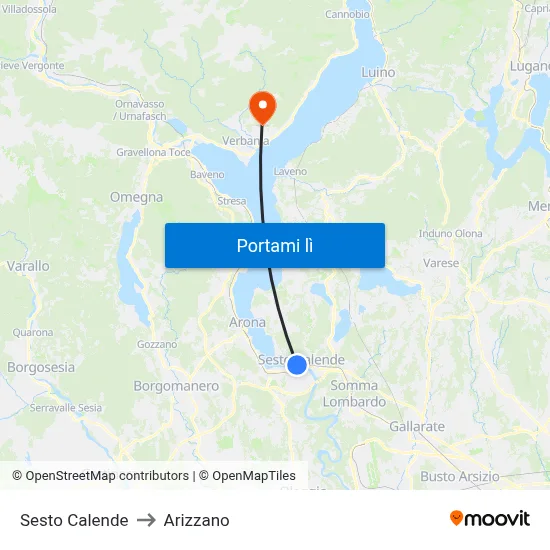 Sesto Calende to Arizzano map