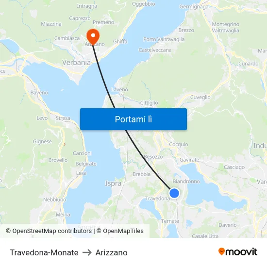 Travedona-Monate to Arizzano map