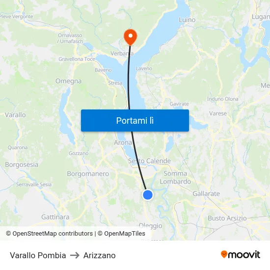 Varallo Pombia to Arizzano map