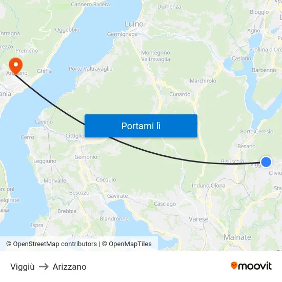 Viggiù to Arizzano map