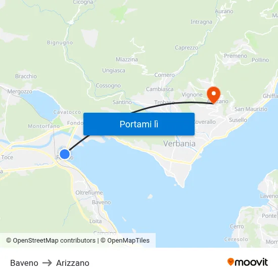 Baveno to Arizzano map