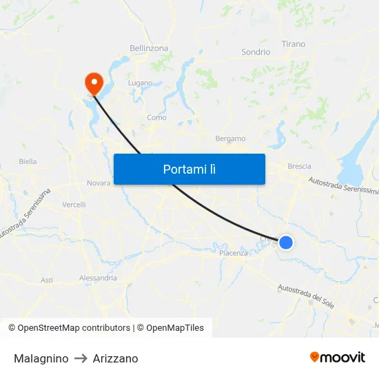 Malagnino to Arizzano map