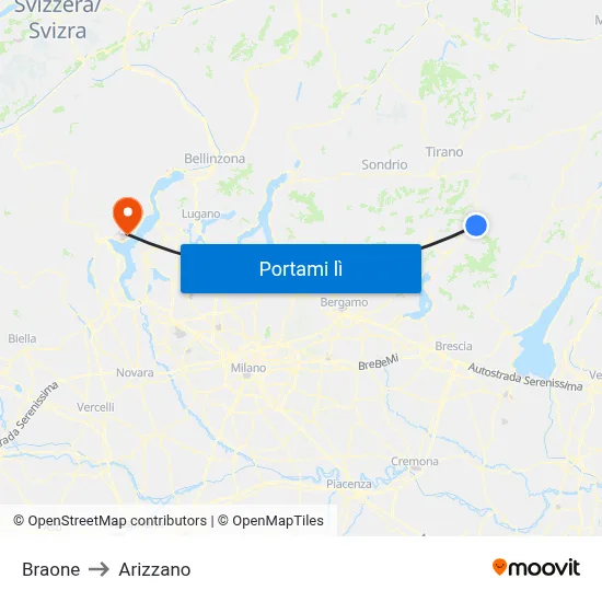 Braone to Arizzano map