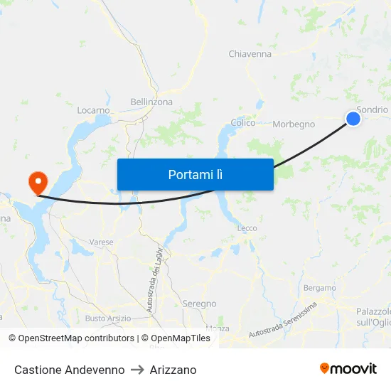 Castione Andevenno to Arizzano map