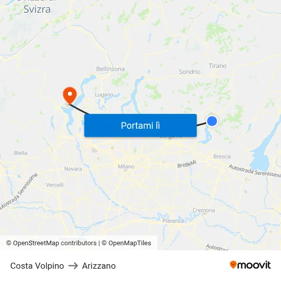Costa Volpino to Arizzano map