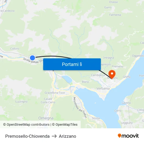 Premosello-Chiovenda to Arizzano map