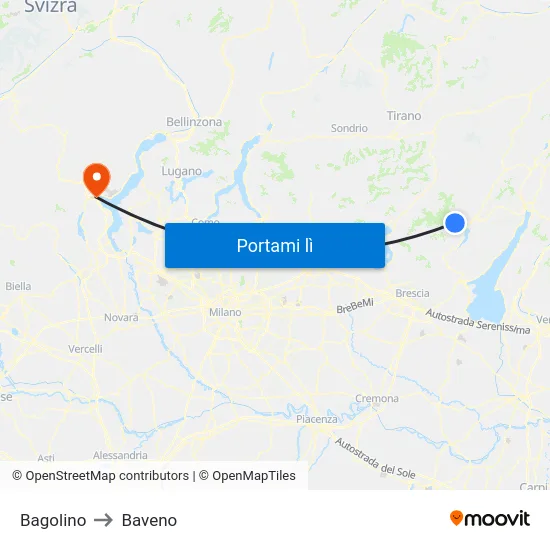 Bagolino to Baveno map