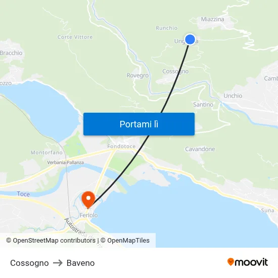 Cossogno to Baveno map
