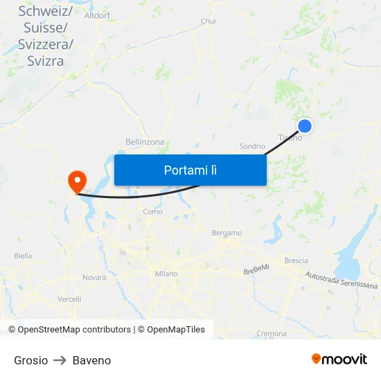 Grosio to Baveno map