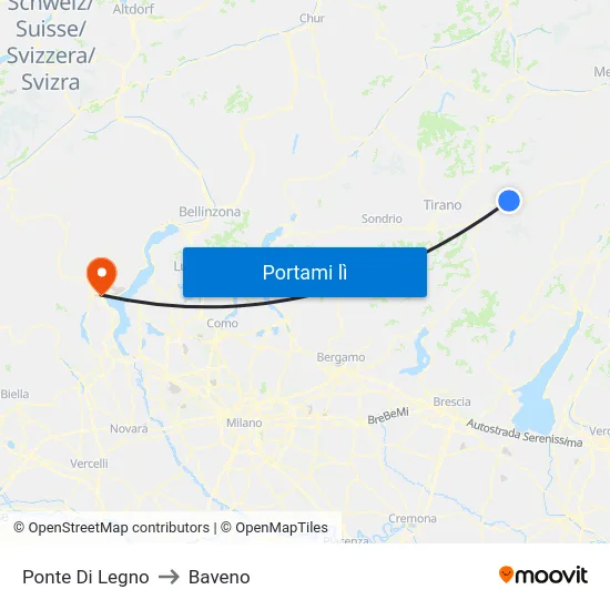 Ponte Di Legno to Baveno map