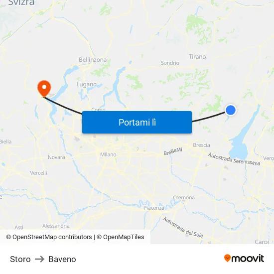 Storo to Baveno map