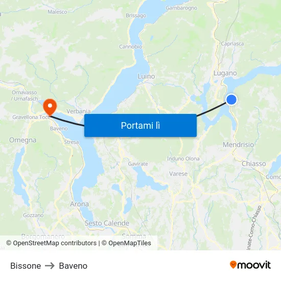 Bissone to Baveno map