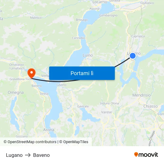 Lugano to Baveno map