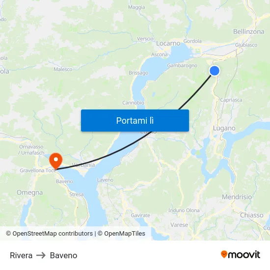 Rivera to Baveno map