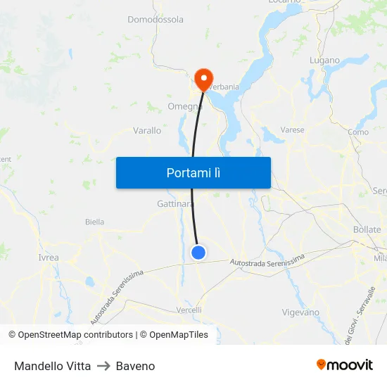 Mandello Vitta to Baveno map