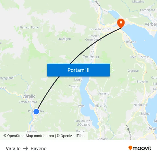 Varallo to Baveno map