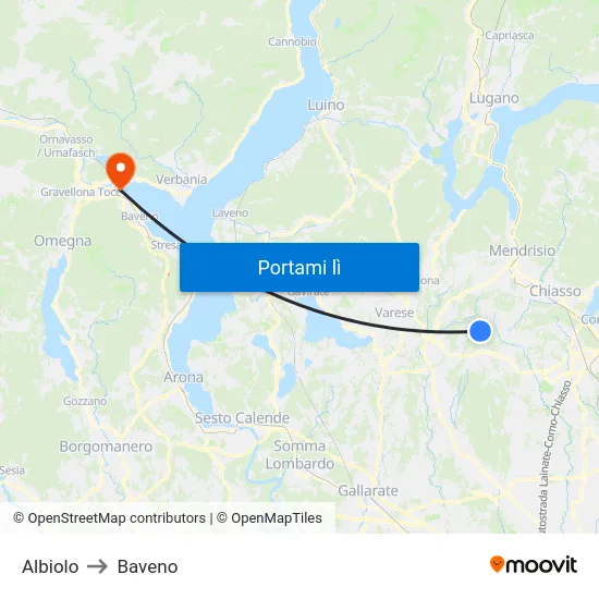 Albiolo to Baveno map