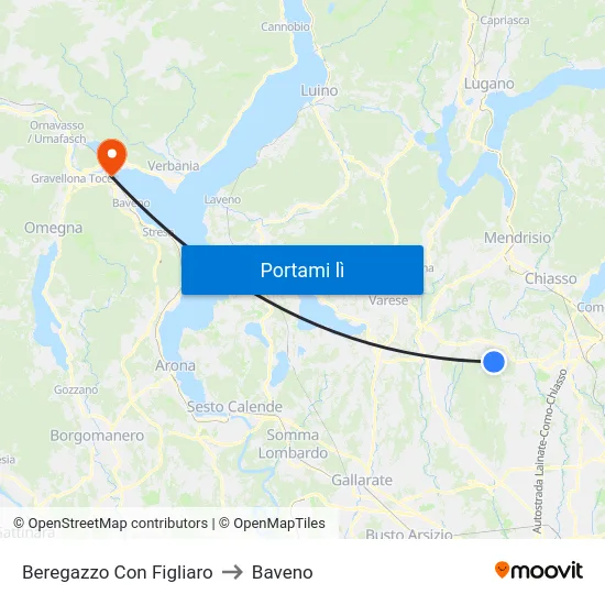 Beregazzo Con Figliaro to Baveno map