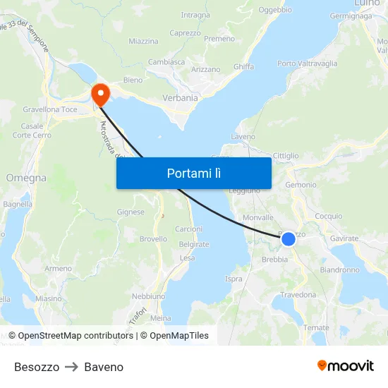 Besozzo to Baveno map