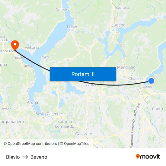 Blevio to Baveno map