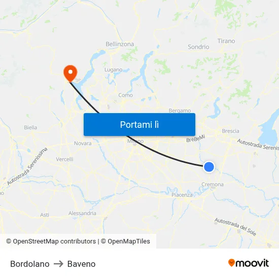 Bordolano to Baveno map