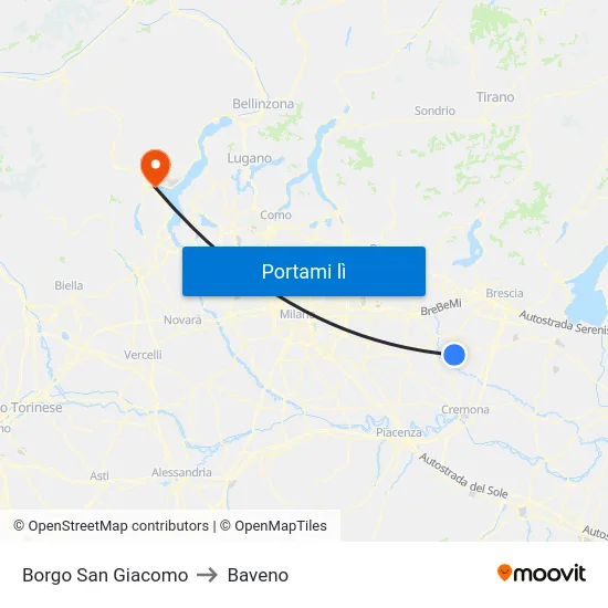 Borgo San Giacomo to Baveno map