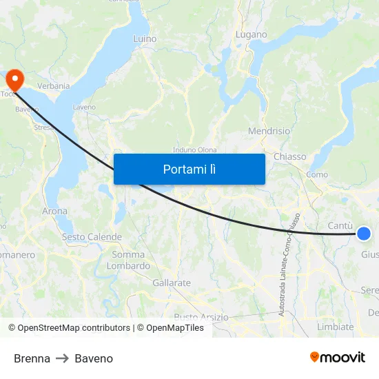 Brenna to Baveno map