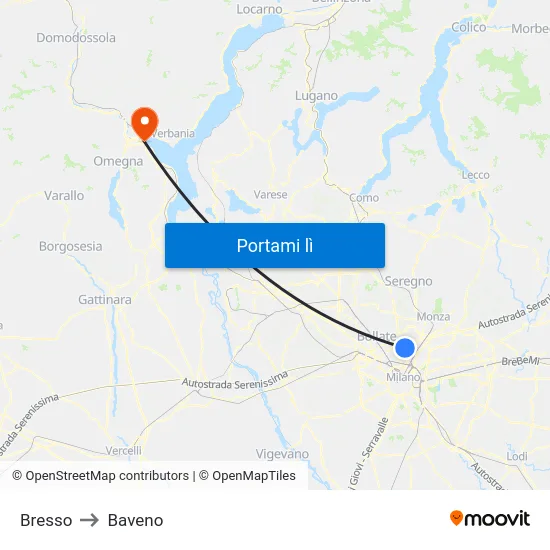 Bresso to Baveno map