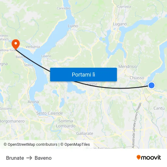 Brunate to Baveno map