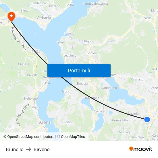 Brunello to Baveno map