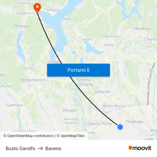 Busto Garolfo to Baveno map